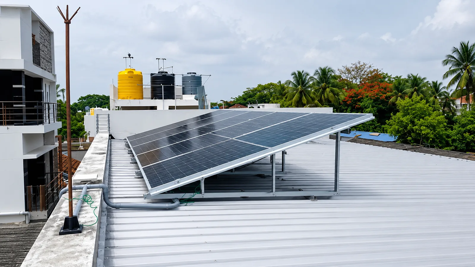 Rooftop solar panel installation